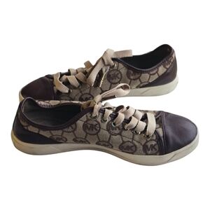 Michael Kors MK City Sneakers 6M Womens Monogram Graphite Brown Lace Up